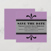 Violet/grijs Fancy kunstdeco Opslaan datum uitnodi Save The Date (Voorkant / Achterkant)