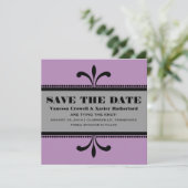 Violet/grijs Fancy kunstdeco Opslaan datum uitnodi Save The Date (Staand voorkant)