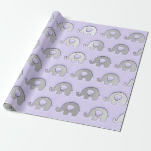Violet grijs olifant Baby shower prinses meisje jo Cadeaupapier
