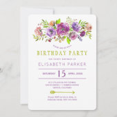 Violet groen rustiek bloemen bohemien verjaardagsf kaart (Voorkant)