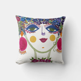 Violet - Gypsy Garden Girl Cotton Pillow Kussen
