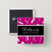 Violet Hair Salon Name Badge Vierkante Button 5,1 Cm (Voorkant /achterkant)