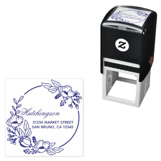  Violet handgetekend WreatReturn-adres Zelfinktende Stempel (In situ)