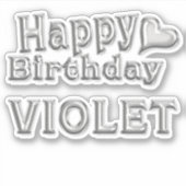 Violet Happy Birthday silver Aufkleber Sticker (Voorkant)