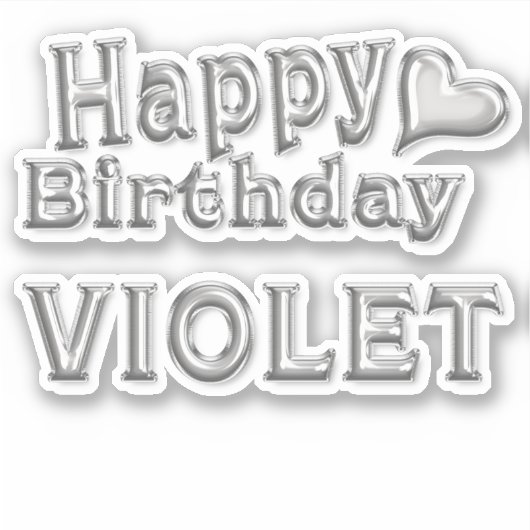 Violet Happy Birthday silver Aufkleber Sticker (Voorkant)