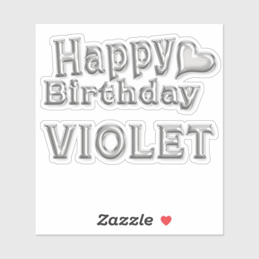 Violet Happy Birthday silver Aufkleber Sticker (Vel)