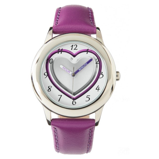 Violet hart horloge (Voorkant)