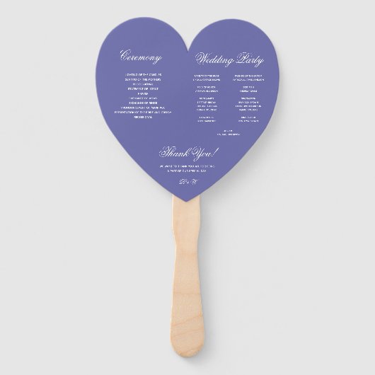 Violet Heart Wedding Program Calligrafie - Peri Handwaaier (Achterkant)