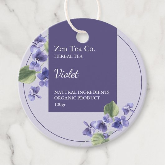 Violet Herbal Tea Business Label (Voorkant)