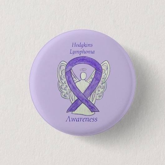 Violet Hodgkins Lymphoma Ribbon Angel Pins Ronde Button 3,2 Cm (Voorkant)