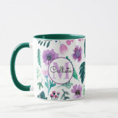 Violet Hunter Tropical Waterverf Flowers Monogram Mok (Links)
