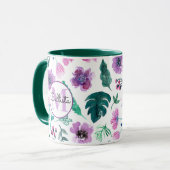 Violet Hunter Tropical Waterverf Flowers Monogram Mok (Voorkant links)
