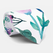 Violet Hunter Tropical Waterverf Flowers Patroon Stropdas (Opgerold)