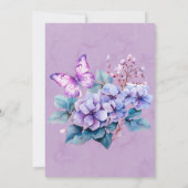 Violet Hydrangea Bloemen Vlinder Trouwdouche Kaart (Achterkant)