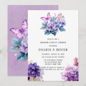 Violet Hydrangea Bloemen Vlinder Trouwdouche Kaart (Voorkant / Achterkant)