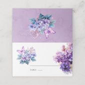 Violet Hydrangea Bloemen Vlinder Trouwtafel Plaatskaartje (Buitenkant ongevouwen)