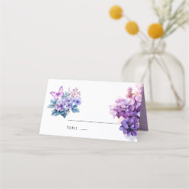 Violet Hydrangea Bloemen Vlinder Trouwtafel Plaatskaartje
