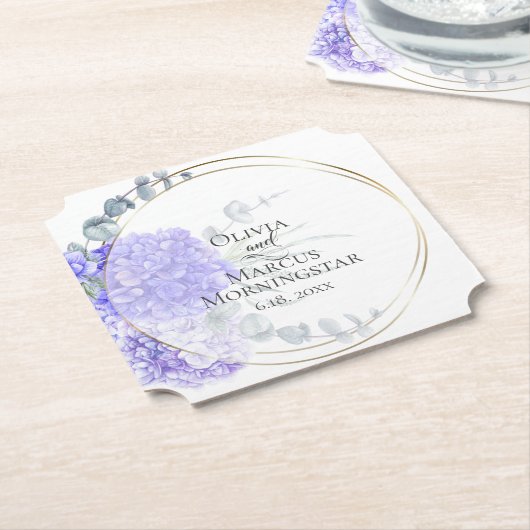 Violet Hydrangea Floral Bouquet Luncheon Kartonnen Onderzetters (Gekanteld)