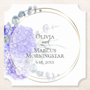 Violet Hydrangea Floral Bouquet Luncheon Kartonnen Onderzetters