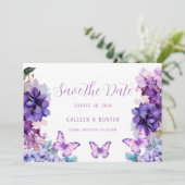 Violet Hydrangea vlinder Bewaar de datumkaarten Kaart (Staand voorkant)
