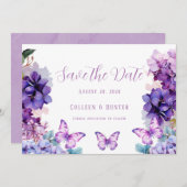 Violet Hydrangea vlinder Bewaar de datumkaarten Kaart (Voorkant / Achterkant)