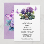Violet Hydrangea Vlinderkaarsen Vrijgezellenfeest Kaart (Voorkant / Achterkant)
