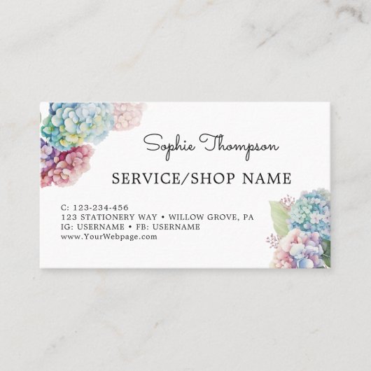 Violet hydrangeas afsprakenkaartje (Voorkant)