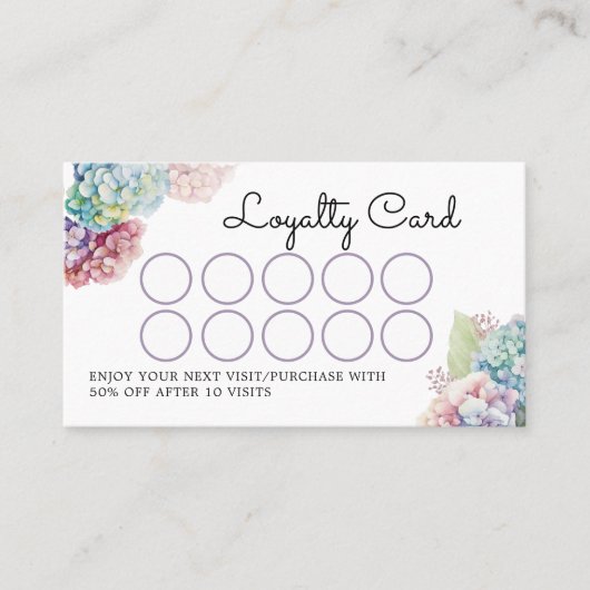 Violet hydrangeas klantenkaartje (Voorkant)