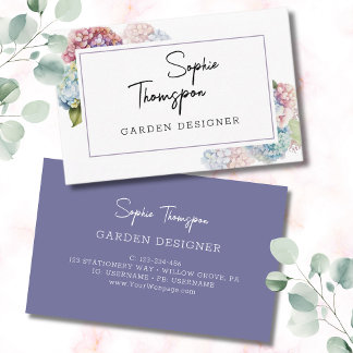 Violet hydrangeas visitekaartje