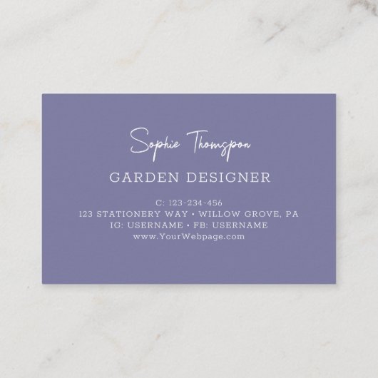 Violet hydrangeas visitekaartje (Achterkant)