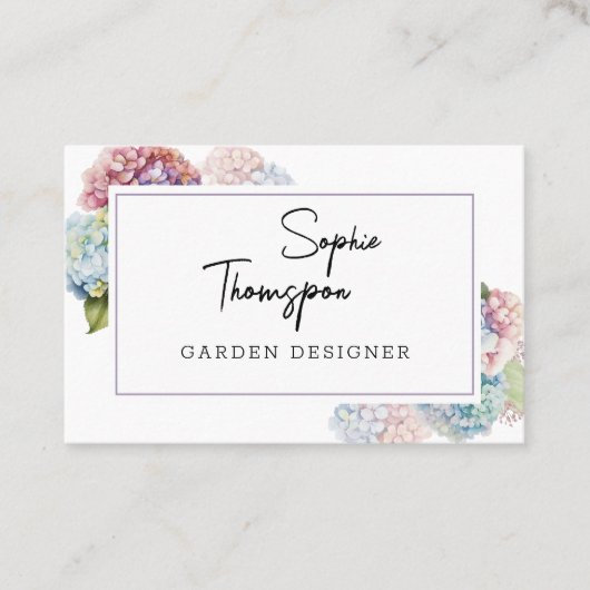 Violet hydrangeas visitekaartje (Voorkant)