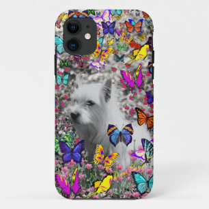 Violet in Butterflies - White Westie Dog iPhone 11 Hoesje