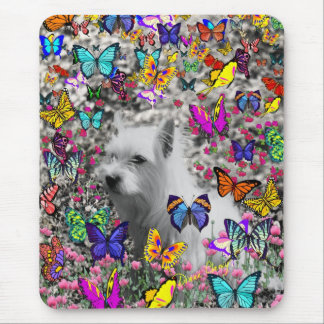Violet in Butterflies - White Westie Dog Muismat