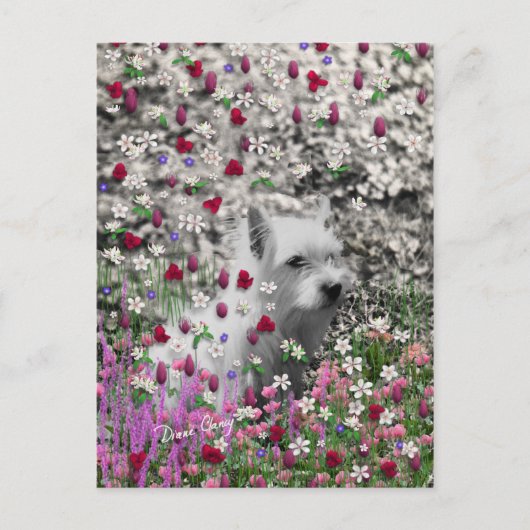 Violet in Flowers - White Westie Dog Briefkaart (Voorkant)