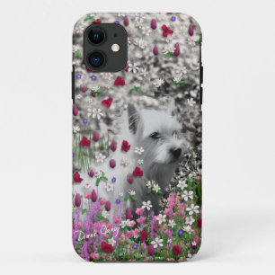 Violet in Flowers - White Westie Dog iPhone 11 Hoesje