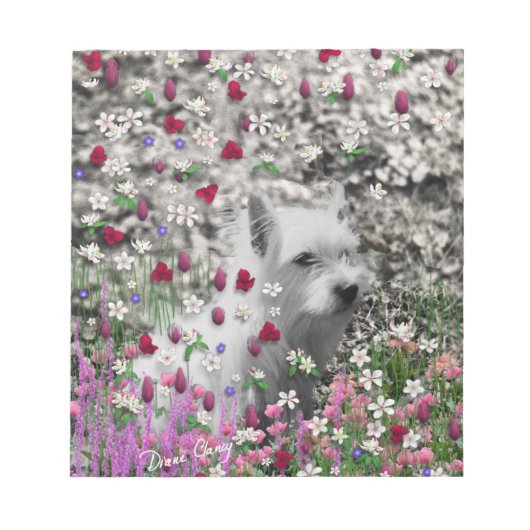 Violet in Flowers - White Westie Dog Notitieblok (Voorkant)