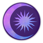 Violet Indigo Paarse Moon & Sun Zen Bedroom Keramische Knop (Voorkant)