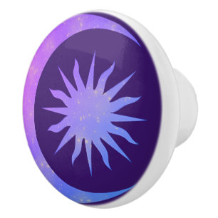 Violet Indigo Paarse Moon & Sun Zen Bedroom Keramische Knop