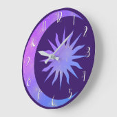 Violet Indigo Paarse Moon & Sun Zen Grote Klok (Hoek)