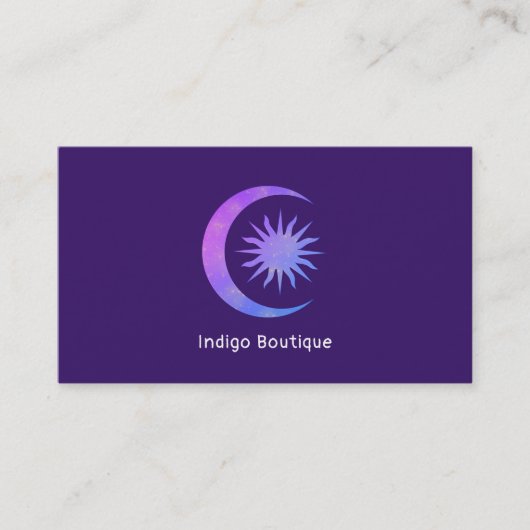 Violet Indigo Paarse Moon & Sun Zen Visitekaartje (Voorkant)