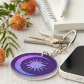 Violet Indigo Purple Moon & Sun Zen Sleutelhanger (Voorkant Rechts)