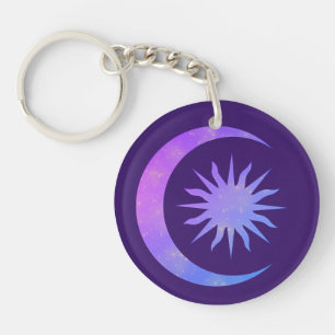 Violet Indigo Purple Moon & Sun Zen Sleutelhanger