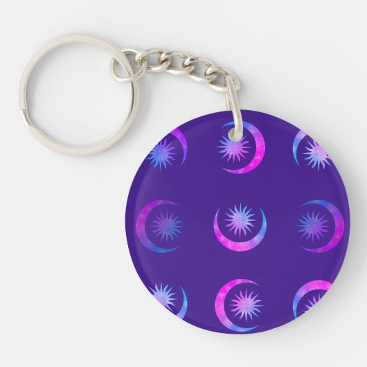 Violet Indigo Purple Moon & Sun Zen Sleutelhanger (Voorkant)
