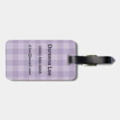 Violet ingecheckte achtergrond bagagelabel (Achterkant horizontaal)