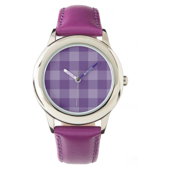 Violet ingecheckte achtergrond horloge (Voorkant)
