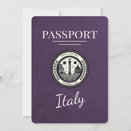 Violet Italië Passport Uitnodiging voor een bruilo (Achterkant)