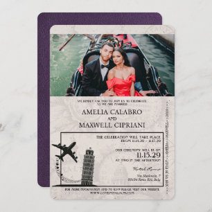 Violet Italië Passport Uitnodiging voor een bruilo