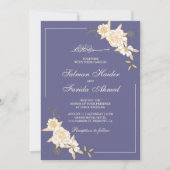 Violet Ivory Floral Leaves Branch Muslim Wedding Kaart (Voorkant)