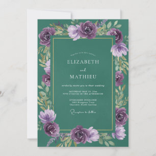 Violet Jade Leaf Bruiloft Kaart