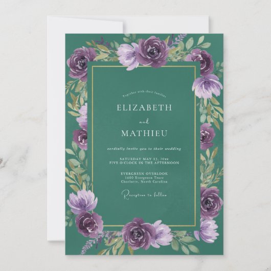 Violet Jade Leaf Bruiloft Kaart (Voorkant)